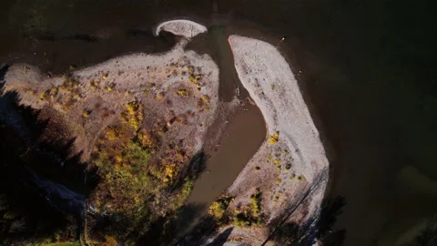 Top Down Aerial of Beach and Lake Stock Footage 239456237