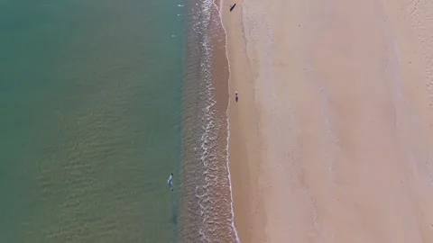 Top down aerial beach shoreline with turquoise water and sand Stock Footage 328143003