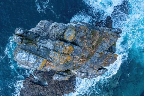 Top-Down Aerial of Cliffs of Moher Sea Stack Stock-Fotos