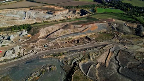 Top down aerial clip of a large open cast mine, quarry. Stock-Footage 236163420