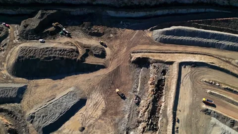 Top down aerial clip of a large open cast mine, quarry. 스톡 동영상 236163525