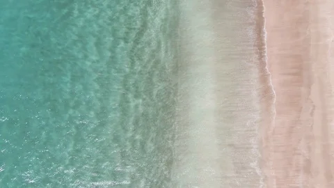 Top down aerial of crystal clear waters in Mercury bay, Coromandel Peninsula Stock-Footage 104586672