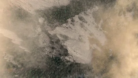 Top down Aerial drone flying over flat irons mountains at chautauqua park in Bou Stock Footage 102684539