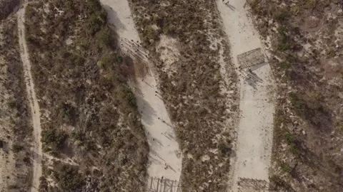 Top-down aerial drone shot of summer camp obstacles, South Africa Stockbeeldmateriaal 157313328