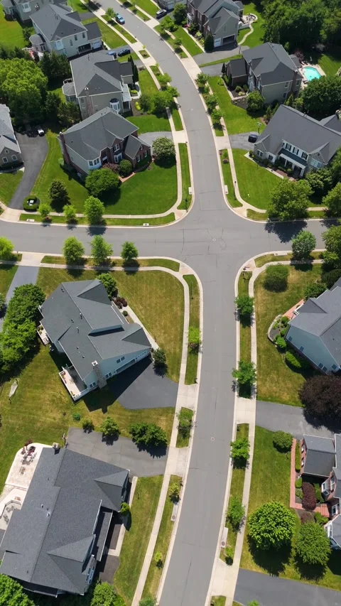 Top Down Aerial Drone shot of Suburban Homes Stock Footage 346007727