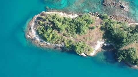 Top down aerial drone view over paradise island Stock Footage 134052156