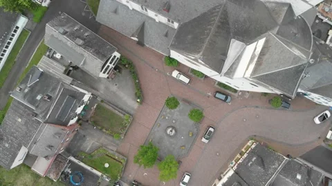 Top down aerial drone view of Treis-Karden and its St Castor church in Video stock 213895187