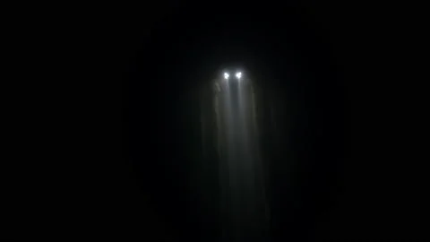 Top down aerial drone view of car driving at dark night, lights lost in Stock Footage 220491573