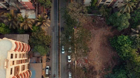 Top-Down Aerial Drone View of City Road with Moving Traffic Stock Footage 308093502