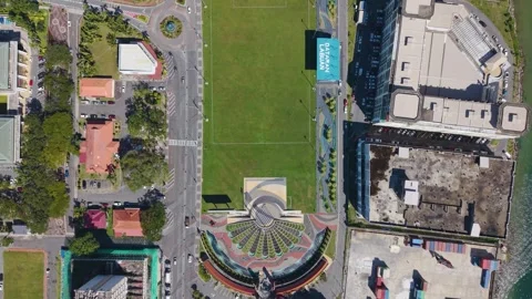 Top-down aerial drone view of Dataran Labuan in Victoria, Malaysia. Video stock 320433092