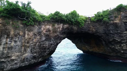 Top Down Aerial Drone View Of Broken Beach In Nusa Penida Bali Indonesia Stock Footage 336321927