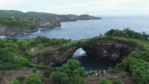Top Down Aerial Drone View Of Broken Beach In Nusa Penida Bali Indonesia Stock Footage 336322968