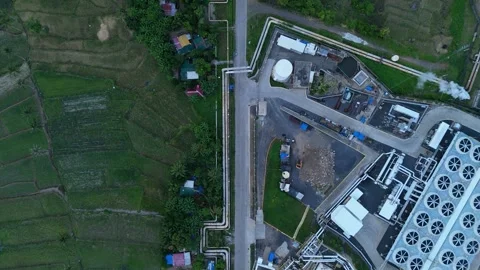 Top-Down Aerial Drone View of Tiwi Geothermal Power Plant Infrastructure Stock Footage 337646850