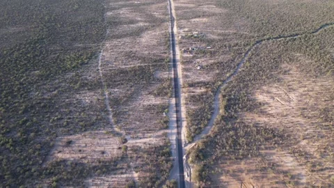 Top Down Aerial Drone View of Desert Road in Baja California Sur, Mexico Stock Footage 340429389