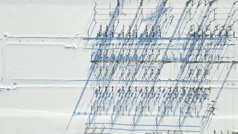Top Down Aerial of Electrical Substation and Data Center Stock Footage 329678652