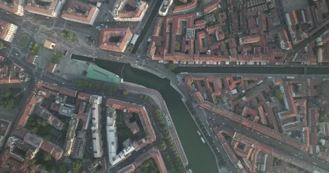 Top Down Aerial Flight Over Navigli District in Milan, Italy Stock-Footage 344470361