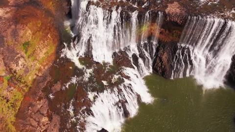 Top Down Aerial Fly-By of Sae Pong Lai Waterfall Cascades Stock Footage 324856375