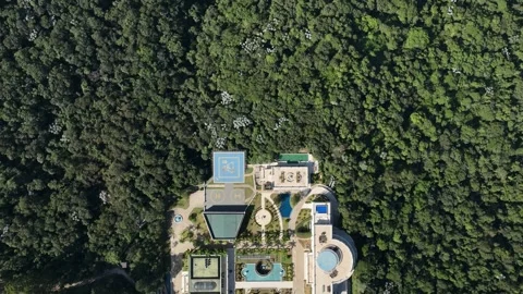Top Down Aerial Flying Forward Over Luxury Mansion Estate, Santana de Parnaiba Vídeo Stock 342654528