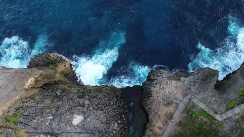 Top Down Aerial Flyover of Angel's Billabong Nusa Penida Stock Footage 344877422