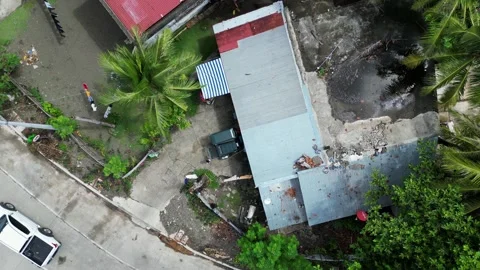 Top Down Aerial Flyover of Slum Area of Philippine Village Town with Stock Footage 239710565