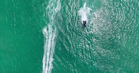 Top Down Aerial of Inflatable Boat Racing in the Trans Agulhas near Struisbaai Stock Footage 330717645