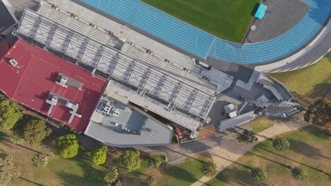 Top Down Aerial of Lakeside Stadium Athletics Track in Melbourne Video stock 325683109
