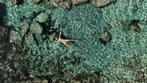 Top Down Aerial Of The Natural Pool At Gannet Rock, Dunsborough WA Видео 347167375