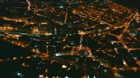 Top down Aerial night View of Ortigia Siracusa Italy Stock Footage 310142893