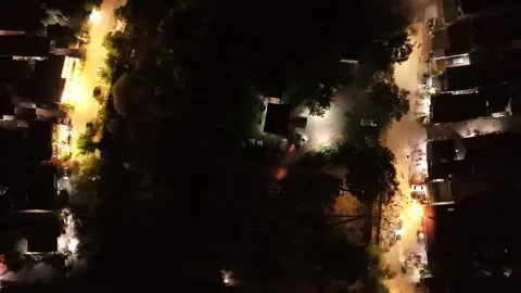 Top Down Aerial Night View of Glowing Streets in Siem Reap, Cambodia Stock-Footage 347318584