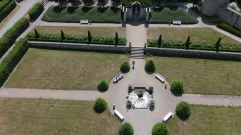 Top down aerial over the baroque garden parterre at Blankenburg Harz Stockbeeldmateriaal 337979120