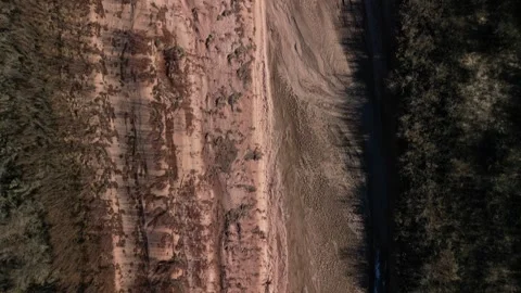 Top down aerial over dry Little Colorado River in Cameron Arizona in winter Vidéo 295880344
