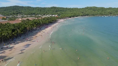 Top Down Aerial of Palm Trees and Sand Khem Beach Vídeos de archivo 337428214