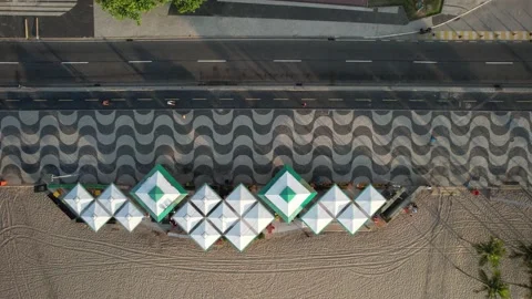 Top down aerial panning view in Copacabana, Rio de Janeiro Stock Footage 231122610