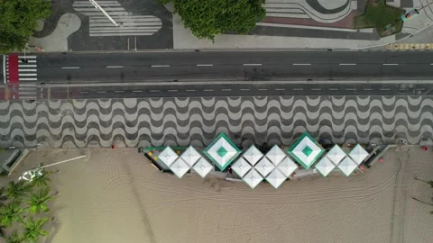 Top down aerial panning view in Copacabana, Rio de Janeiro Stock Footage 231126800