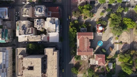 Top down aerial perspective of Athens cityscape showcasing urban streets, buildi Stock Footage 337310857