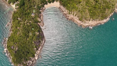 Top Down Aerial Pull Back Over Haad Wai Nam Cove and Headlands, Koh Phangan Stock Footage 347983521
