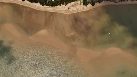 Top Down Aerial of Sandbar Patterns and Cloud Shadows, Koh Phangan Stock Footage 347979196
