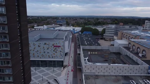 Top down aerial shot of Basildon town centre drone 4K UHD Stock Footage 170339966