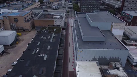 Top down aerial shot of Basildon town centre drone 4K UHD Stock Footage 170340071