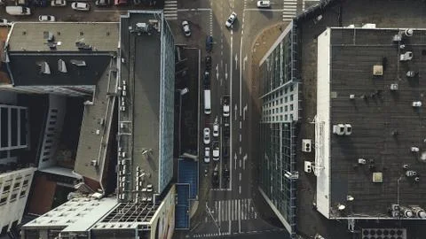 Top Down Aerial Shot Between Two Blocks Stock Photos