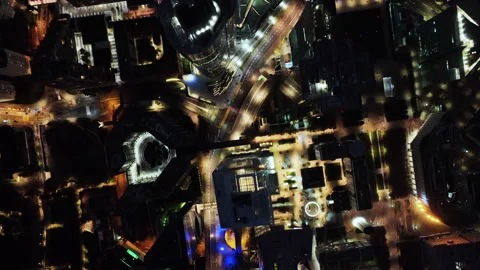 Top-down aerial shot of Paris Downtown skyline buildings, roads Stock-Footage 230133459