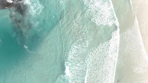Top down aerial shots of beautiful crystal clear blue water in Esperance, WA Видео 114531508