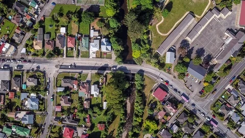 Top Down, Aerial Small Town Traffic Time Lapse, 4K, Clouds Rolling Loopable Stock Footage 81650870