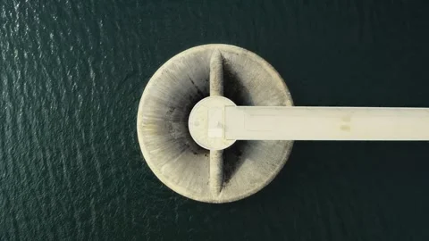 Top Down Aerial Spillway Abstract, Biggesee Reservoir Germany 動画素材 332555434