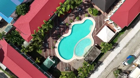 Top Down Aerial of Swimming Pool at Dotties Place Hotel, Butuan City Stock Footage 324844080
