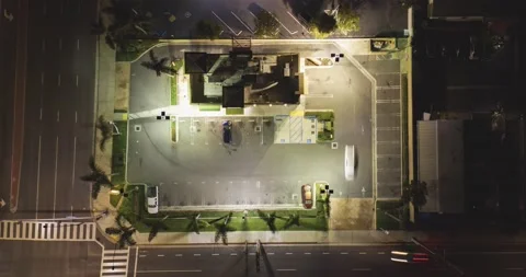 Top down aerial time lapse of a fast food restaurant serving customers at Stock Footage 233199275