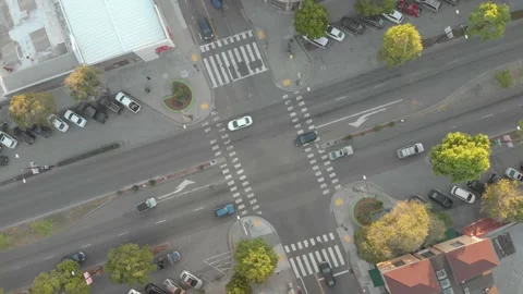 Top Down Aerial Traffic Intersection in American City, Berkeley, 4K Stock Footage 154277410