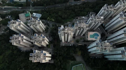 Top down aerial video of high rise apart... | Stock Video | Pond5