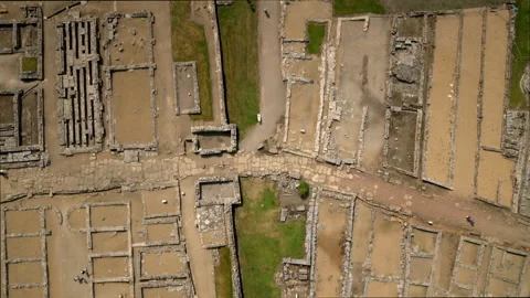 Top down aerial view of ancient roman ruins Stock Footage 336804057