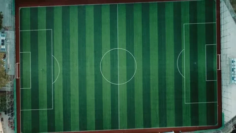 Top Down Aerial View of Artificial Turf Football Pitch Stock Footage 337514024